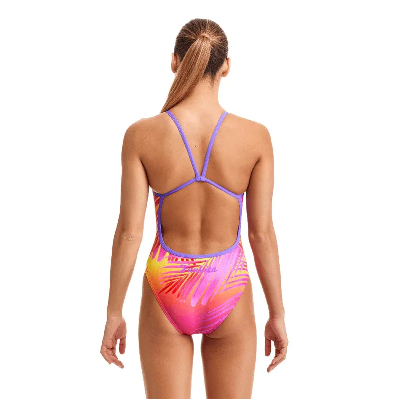 Funkita Girls Single Strap One Piece Swimsuit - Beach Sunset-1